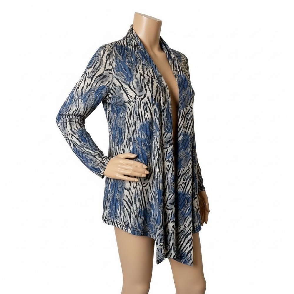 Alberto Makali Mesh Knit Open Cardigan Sz L Animal Print Lightweight Breathable